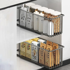 Carbon Steel Sliding Drawer Rack Pull Out Large Capacity Spice Box Storage Rack Rust-Resistant Adjustable