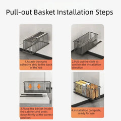Carbon Steel Sliding Drawer Rack Pull Out Large Capacity Spice Box Storage Rack Rust-Resistant Adjustable