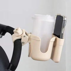 2 in 1 Stroller Cup Holder Phone Slot ABS PP Universal Drink Bottle Holder Stroller Storage Bracket for Baby Travel Daily Use