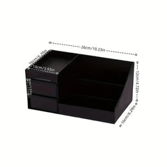 Men Bedroom Table Cosmetic Skin Care Storage Rack Cosmetic Storage Box Organizer Black Makeup Storage Box with Drawer Divided