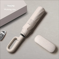 Automatic Folding Umbrella with Ring Buckle, Extra Large, Windproof, Reinforced & Thickened, Sun & Rain Dual-Use, Portable Sun U