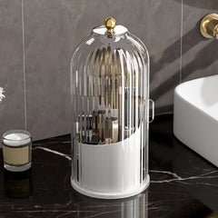 360 Rotating Make up Brush Holder Organizer with Lid, Clear Dustproof Cosmetics Make up Organizer for Vanity Bathroom Countertop