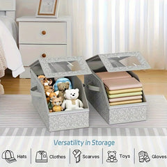 1Pc Dust-Proof Baseball Cap Storage Box Foldable Fabric Closet Organizer with Zipper Stackable Container for Hats Clothes Dolls