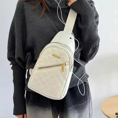 Minimalist Large-Capacity Women'S Chest Bag Multi-Layer Embroidered Front Backpack Casual Outdoor Crossbody Bag for Girls