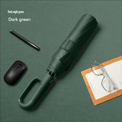 Automatic Folding Umbrella with Ring Buckle, Extra Large, Windproof, Reinforced & Thickened, Sun & Rain Dual-Use, Portable Sun U