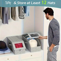 1Pc Dust-Proof Baseball Cap Storage Box Foldable Fabric Closet Organizer with Zipper Stackable Container for Hats Clothes Dolls