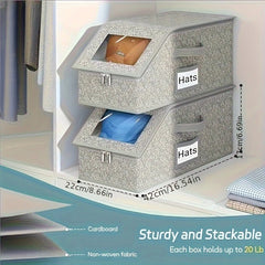 1Pc Dust-Proof Baseball Cap Storage Box Foldable Fabric Closet Organizer with Zipper Stackable Container for Hats Clothes Dolls