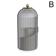 360 Rotating Make up Brush Holder Organizer with Lid, Clear Dustproof Cosmetics Make up Organizer for Vanity Bathroom Countertop