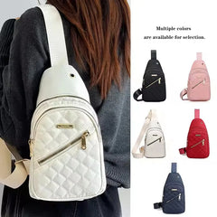 Minimalist Large-Capacity Women'S Chest Bag Multi-Layer Embroidered Front Backpack Casual Outdoor Crossbody Bag for Girls