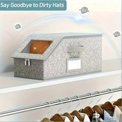 1Pc Dust-Proof Baseball Cap Storage Box Foldable Fabric Closet Organizer with Zipper Stackable Container for Hats Clothes Dolls